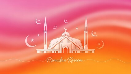 Ramadan Kareem a mosque in the background