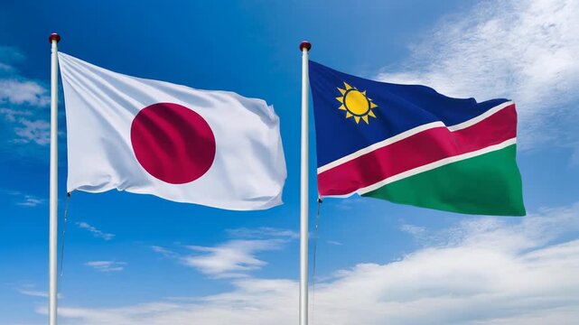 日本の国旗とナミビアの国旗(Japan flag & Namibia flag.)
