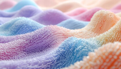 Abstract pastel landscape of fuzzy undulating hills in soft light with delicate texture and a dreamy quality