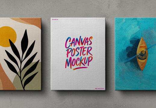Canvas Mockup Set 12 x 16 in (3 Objects)