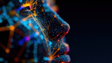 Digital Mind: A mesmerizing digital representation of a human profile, interconnected by intricate networks of light and data streams.