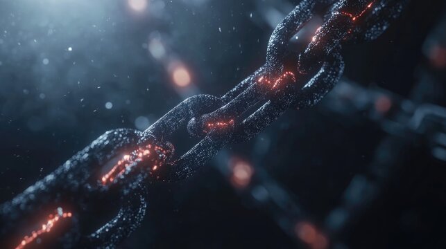 Cryptographic Security Network, futuristic visualization of a blockchain network protected by cryptographic algorithms