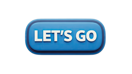 Blue Button with 'Let's Go' Text on White Background