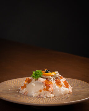 Hotate Suwaikani Kanimiso Donburi Scallop Crab Meat Ikura Egg Yolk