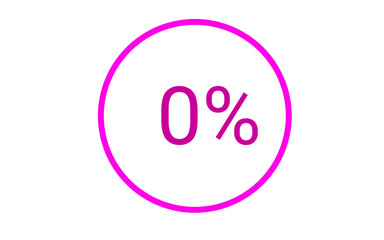 Pink circular 0% progress indicator outline on white background, perfect for infographic, UI elements, and loading graphics