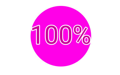 Pink circular 100% progress indicator on white background, ideal for infographic, loading symbol, and presentation design