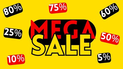 Mega sale banner, multiple discount badges