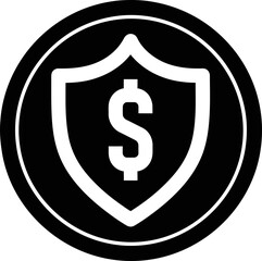 Obraz premium Dollar currency shield symbol. Money protection and financial security concept. Flat outline icon for button, app, web, interface design