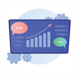 Business Analytics Dashboard with Growth Chart and Chat Bubbles