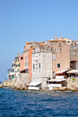 Obraz premium panorama of Rovinj seen from the harbor at bright summer day