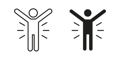 Success icon in line design and solid black and white colors for designs