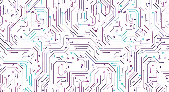 Abstract technological background with circuit board pattern and digital nodes