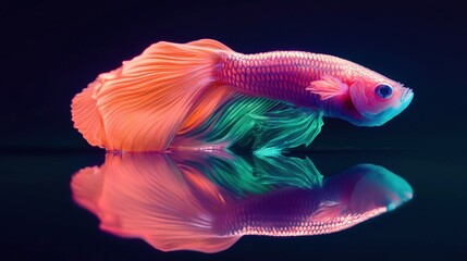 Fototapeta premium Colorful fish swimming in water, showcasing vibrant fins and body under bright light