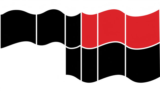Abstract Waving Flags in Black and Red Colors.