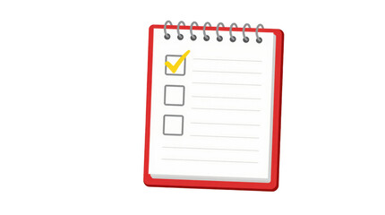 Red spiral-bound notepad with checklist