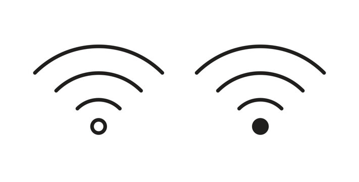 Wifi icon in line design and solid black and white colors for designs