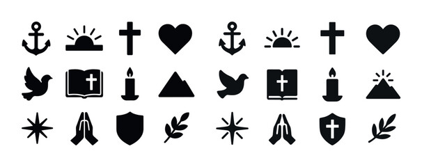 Religious symbols: christianity anchors crosses hearts doves bib