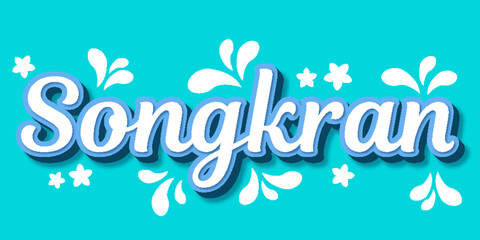 songkran traditional festival water splash typography lettering editable text effect font style template © SystemDirect