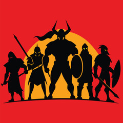 Obraz premium silhouette of a group of soldiers