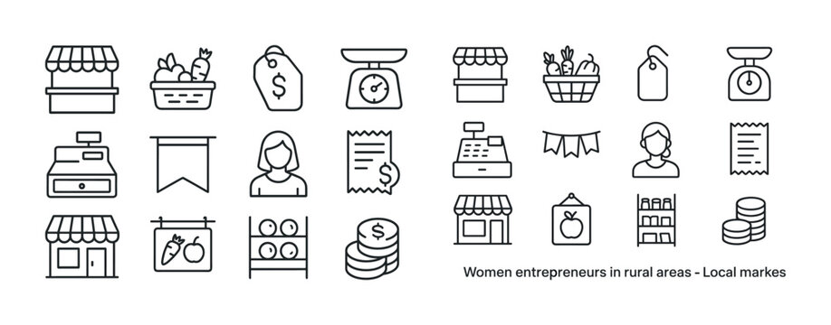 Icons of women entrepreneurs in rural markets featuring local go