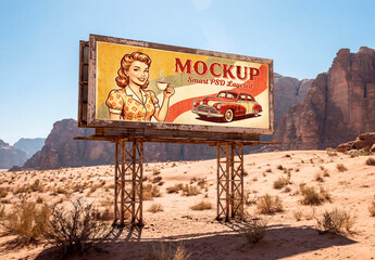 Vintage Desert Billboard Mockup