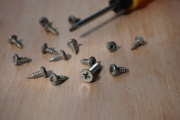 screws and screwdriver