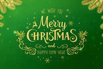 緑と金のクリスマスと新年のグリーティングカード背景