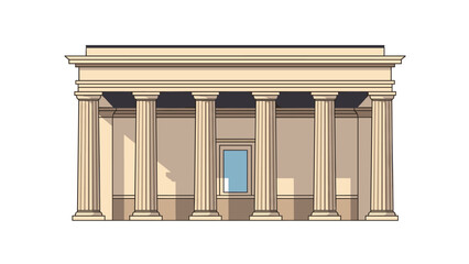 Fototapeta premium A digital illustration of a building facade with columns and a window
