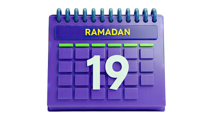 Ramadan Calendar Showing Day 19 on White Background
