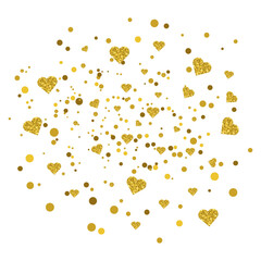 Gold Glitter Heart Confetti isolated on transparent background