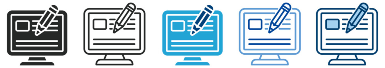 Blogger icon set multi style icon set collection vector illustration