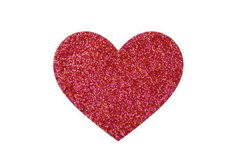 Obraz premium Sparkling Red Glitter Heart Isolated on White Background