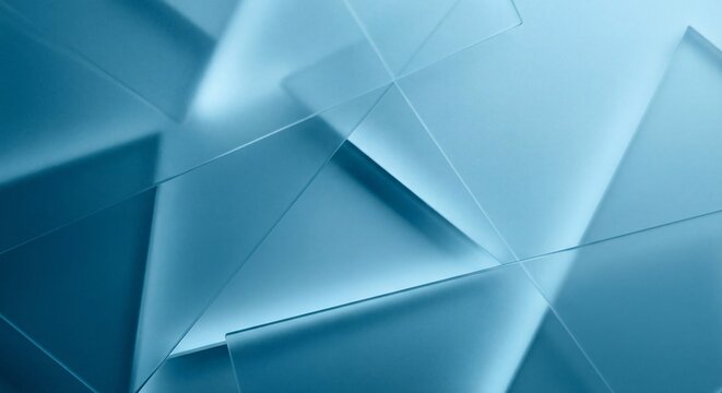 Abstract Blue Geometric Background with Transparent Glass Layers - Powered by Adobe
