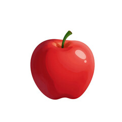 Shiny Red Apple with Green Stem