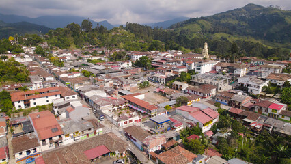 Obraz premium Aerial View of Salento Town Amidst the Colombian Andes, Colombia