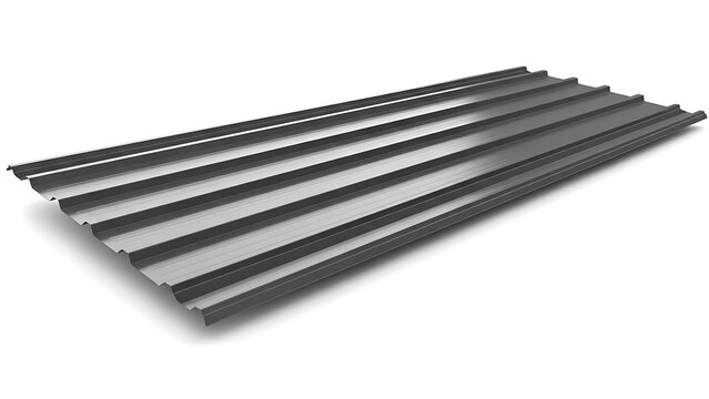 Corrugated metal roofing sheet isolated on white background