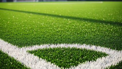 Naklejka premium Soccer field corner green artificial grass
