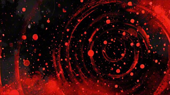 Red and black horror grunge abstract looping animated background circles red and black