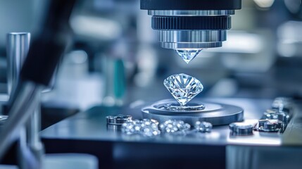 Diamond in high-tech lab setting, symbolizing advanced diamond technology