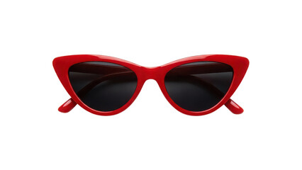 Stylish Red Cat-Eye Sunglasses with Dark Lenses isolated PNG with Transparent Background