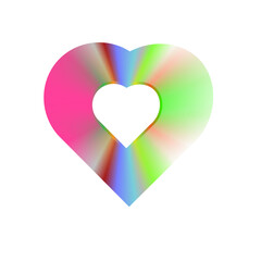 Colorful Gradient Heart Shape Isolated on Transparent Background