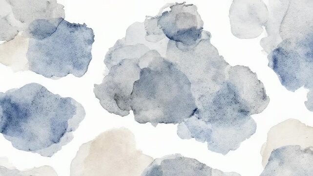 Soft, abstract watercolor washes in blue, grey, and beige on a white background