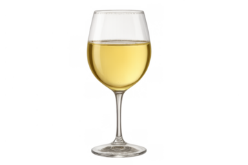 White wine glass full of chardonnay or sauvignon blanc, presenting alcoholic beverage for celebration, refreshment, party