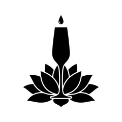 Champagne glass lotus flower silhouette vector illustration