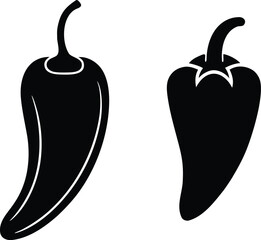 pepper chili icons set silhouette vector illustration