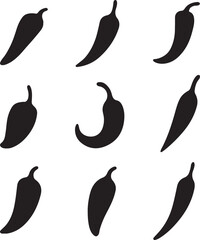pepper chili icon set silhouette vector illustration
