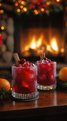 Christmas punch with cinnamon -generative ai