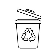 Simple outline icon of an open recycling bin ready for waste sorting promoting environmental awareness and sustainability efforts