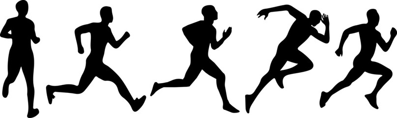Silhouettes of running and sports people vector illustration
