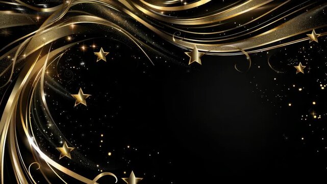 Video A dark background with golden stars scattered across the scene